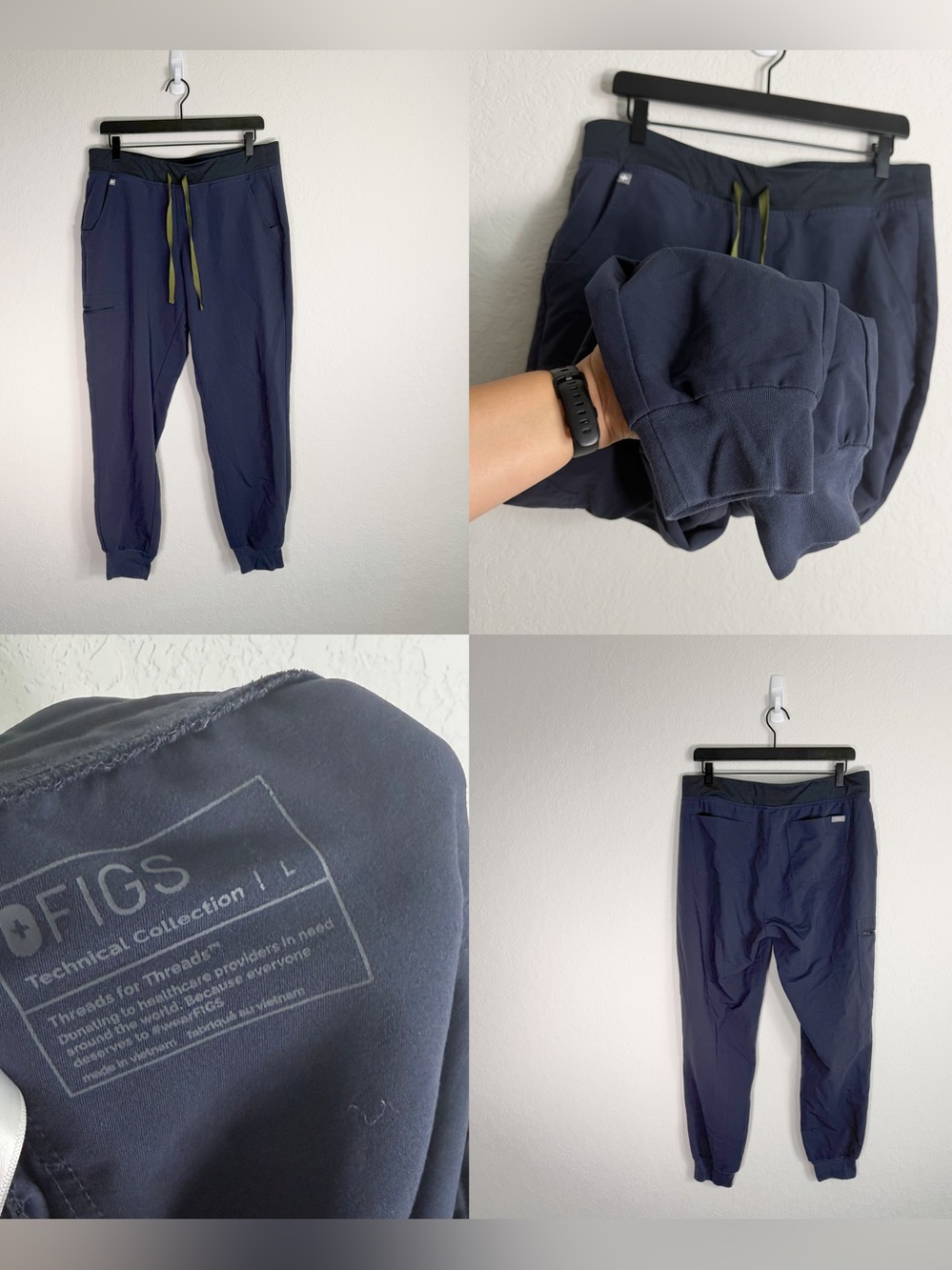 •FIGS• Zamora Jogger Scrub Pant PO# 2187 Size Large Quiet Navy